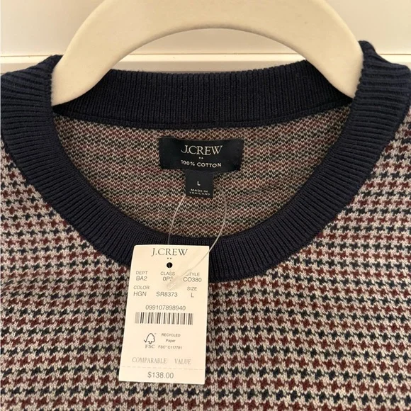 J. Crew Men's Blue and Maroon Crewneck Sweater - Picture 3 of 8